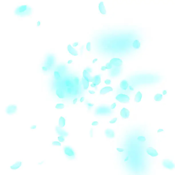 Vector illustration of Turquoise flower petals falling down. Likable roma