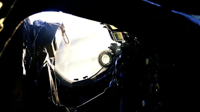 Control Panel Cockpit Of An Old Bomber Aircraft.