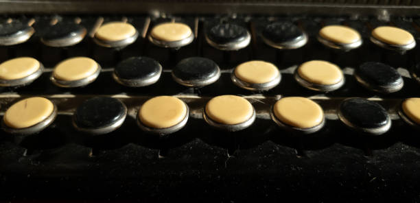 istock Buttons bayan close-up.Key accordion close-up. 1130986483