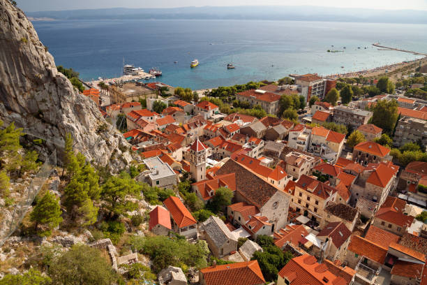 Omis, Croatia - Adriatic Sea View from The Fortress Mirabella (Peovica) stock photo
