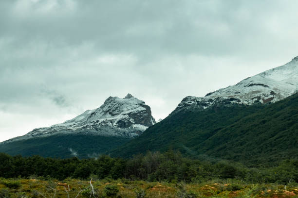 View of the landscape at the Bahia Lapataia fjord in the extreme south of Argentina at the Tierra Del Fuego National Territory in Ushuaia - Argentina