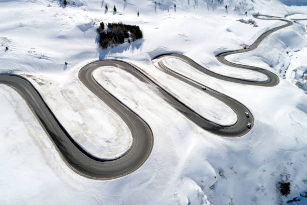 istock Mountain Pass, Curvy Winding Alpine Road, Aerial View 1130991179
