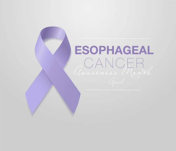 istock Esophageal Cancer Awareness Calligraphy Poster Design. Realistic Periwinkle Ribbon. April is Cancer Awareness Month. Vector 1130993670