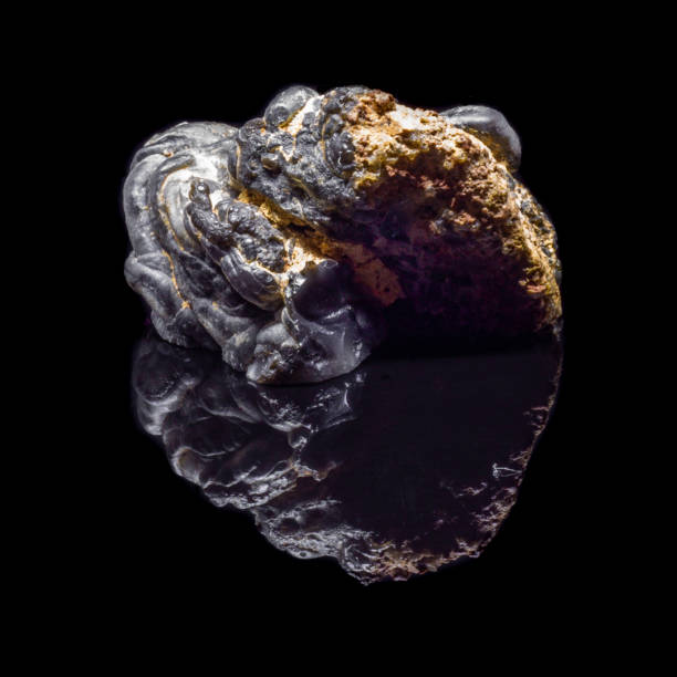 istock Natural agate black and white druze closeup on a black background with reflection 1130993706