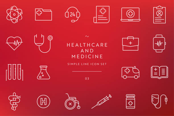 ilustrações de stock, clip art, desenhos animados e ícones de simple healthcare and medicine line icon set - pulse trace human heart heart shape healthcare and medicine