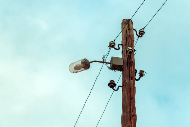 istock Wooden electricity pylon 1130998164