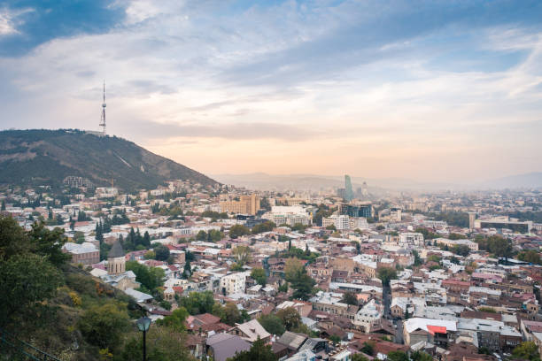 istock Panoramic view of Tbilisi at sunset 1130998308