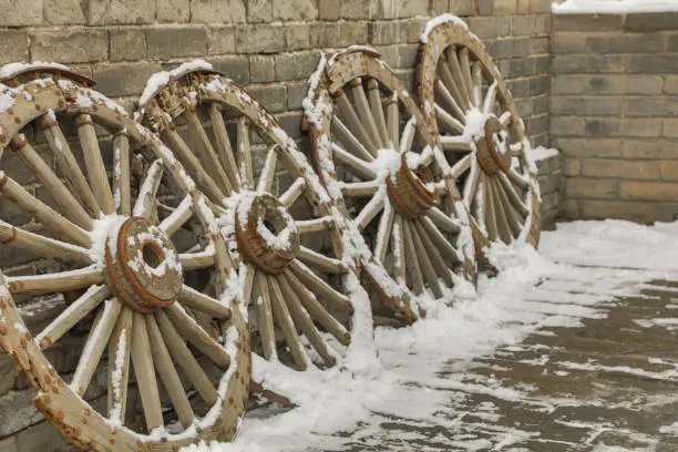 Wagon wheels on top of Xi'an City Wall