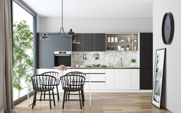 istock Modern Scandinavian kitchen and dining room 1131001460