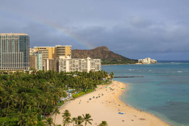 istock Rainbow over Waikiki Beach. Oahu, Hawaii 1131007128