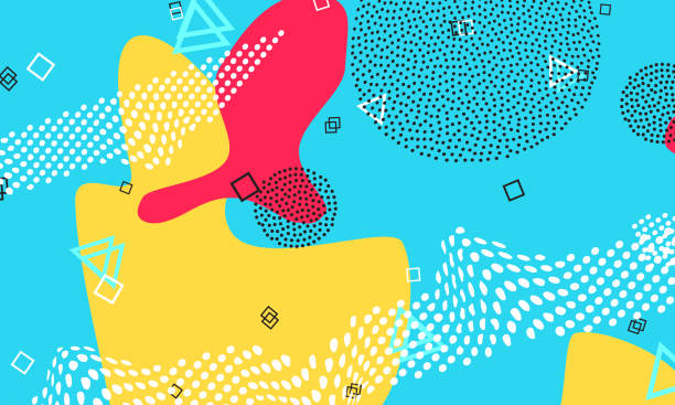 Pop art backdrop pattern Hipster style 80s Pop art color background. pattern of geometric shapes for tissue and postcards. Vector Illustration. Hipster style 80s-90s. Abstract colorful funky background. hipster background stock illustrations