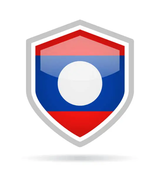 Vector illustration of Laos - Shield Flag Vector Glossy Icon