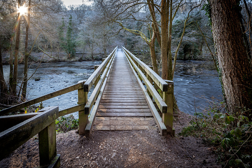 footbridge over river Nidd in Yorkshire England