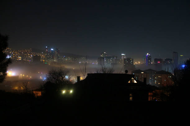 Night Fog in Istanbul Night Fog in Istanbul. Turkey - February 20, 2019 hava stock pictures, royalty-free photos & images