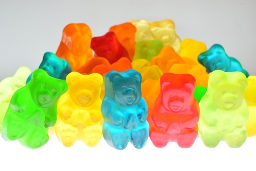 Gummy bears on a white background