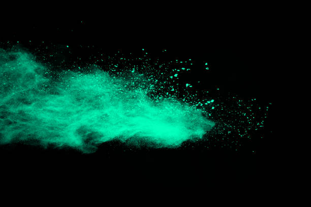 istock Stop the movement of powdered green on black background. 1131020768