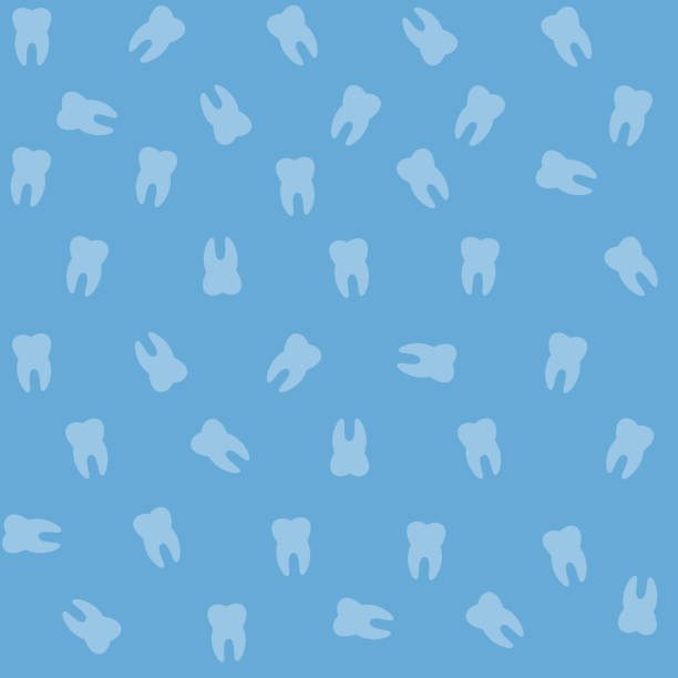 seamless flat vector tooth pattern in blue seamless flat vector tooth pattern in blue dentist backgrounds stock illustrations