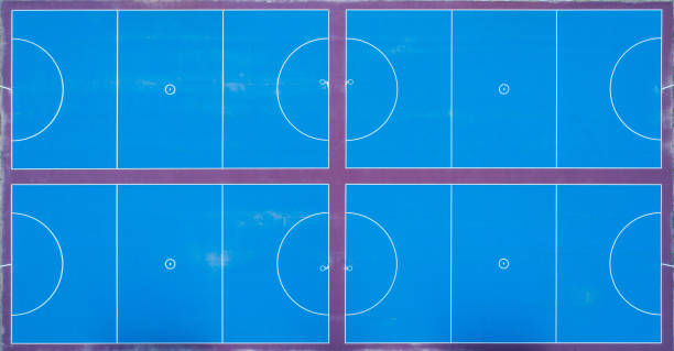 istock Four brand new netball courts - aerial view 1131027711