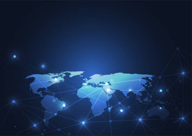 istock Global network connection. World map point and line composition concept of global business. Vector Illustration 1131027737