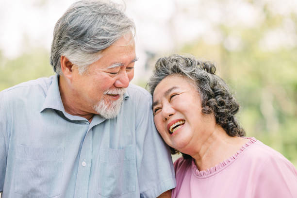 istock Happy Asian senior couple having a good time 1131027755
