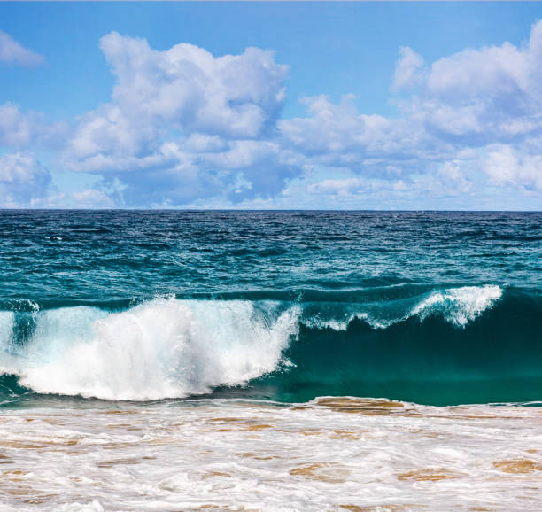 istock Beautiful clouds and breaking ocean wave 1131029660