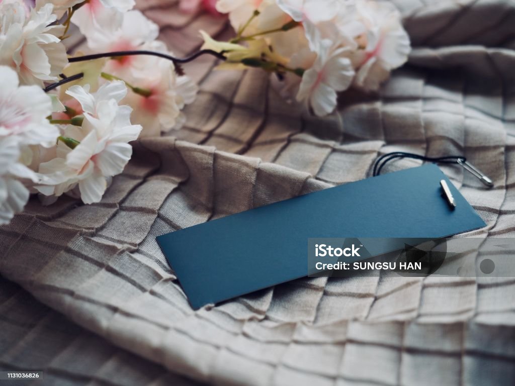 Clothing labels and Cherry Blossom Shot in studio Abstract Stock Photo