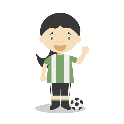 Cute Cartoon Vector Illustration Of A Football Player Women Professions  Series Stock Illustration - Download Image Now - iStock