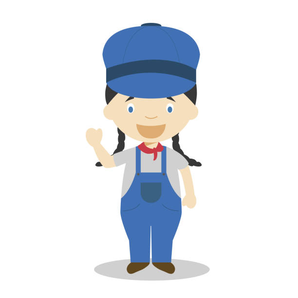 Cute Cartoon Vector Illustration Of An Engine Women Professions Series  Stock Illustration - Download Image Now - iStock