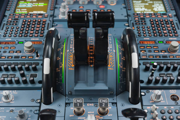 Close up of airline throttle console