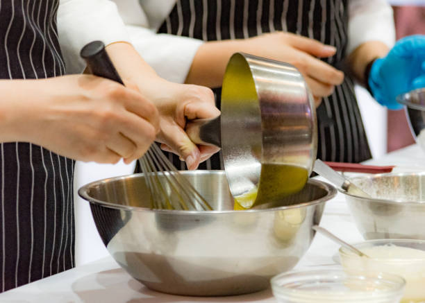 istock chef making dough on kitchen, Mixing Butter Milk Pastry Bakery, cook and cake 1131046396