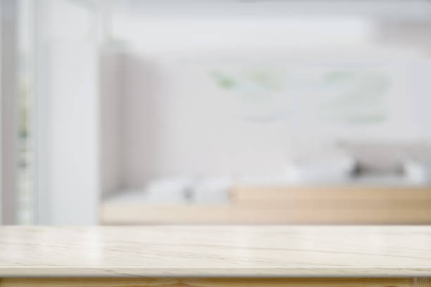 istock Marble table top counter in kitchem room background 1131048994
