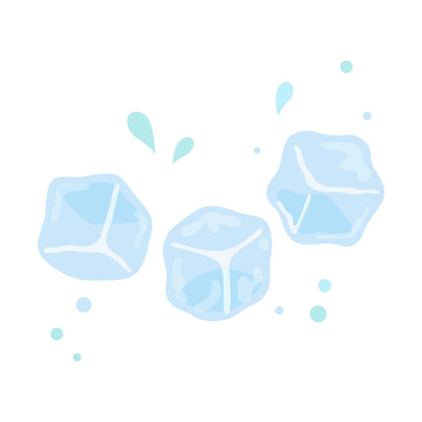 кубики льда на белом фоне - ice stock illustrations