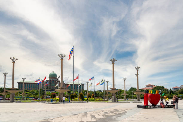 Panoramic view of Dataran Putra in front of the Malaysia Prime Minister office stock photo