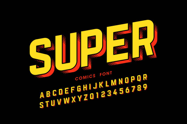 písmo ve stylu komiksu - superhrdina stock ilustrace