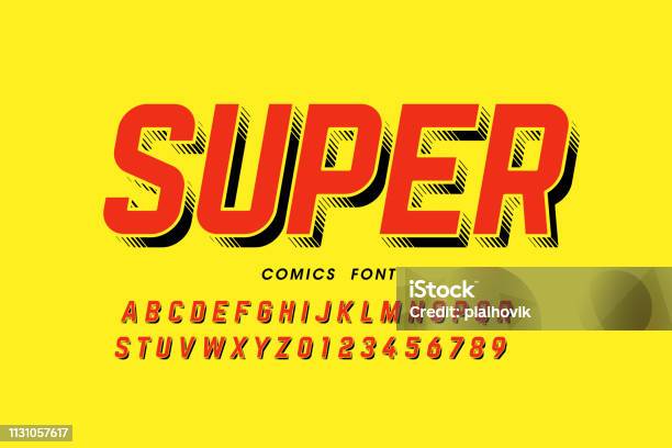 Comics Style Font Stock Illustration - Download Image Now - Typescript, Superhero, Alphabet