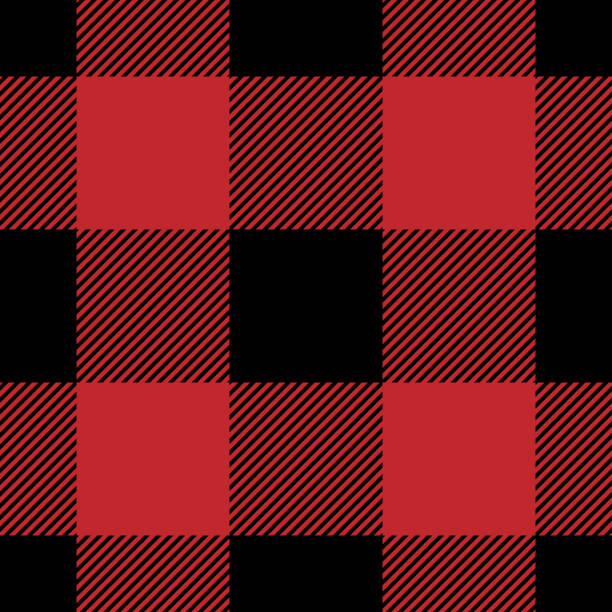 Red & black buffalo check lumberjack pattern for shirt fabric design. Valentine's Day textile. Seamless tile. Striped texture. Vector illustration. Red & black buffalo check lumberjack pattern for shirt fabric design. Valentine's Day textile. Seamless tile. Striped texture. Vector illustration. buffalo check stock illustrations