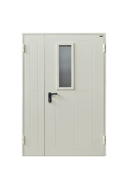 istock White Outside Door With Safety Glass 1131065594