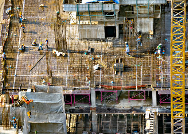 istock Aerial view of a building construction in progress 1131068748