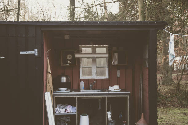 istock The beautiful old red cabin 1131069890