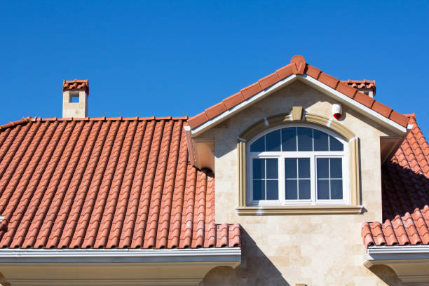 Tiled Roof Covering On House Red Tiled Ceramic Roof On House tile stock pictures, royalty-free photos & images