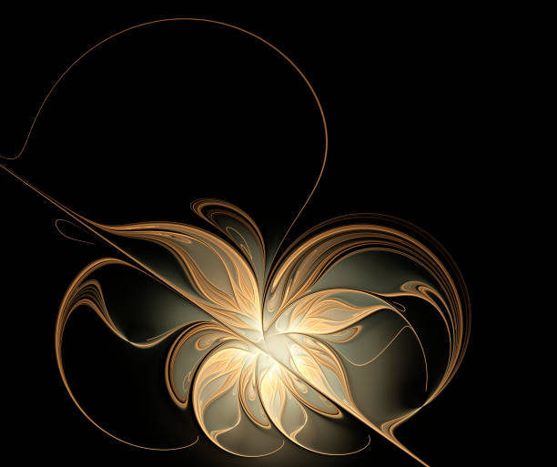Abstract fractal golden glowing flower