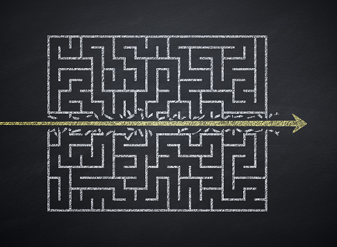 Maze, Challenge, Arrow Symbol, Blackboard, Destruction, Strategy