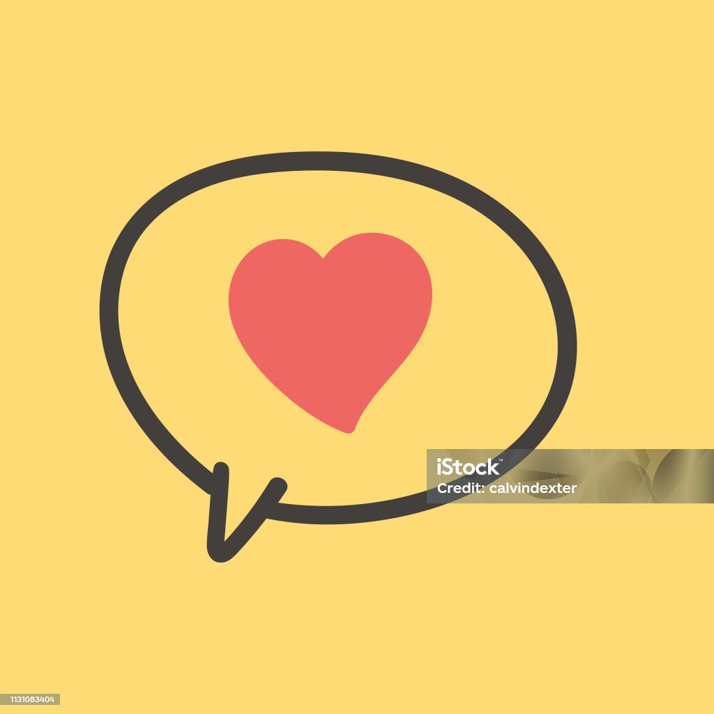 Emoticon on pencil drawing speech bubble Vector illustration of a cute emoticon on a hand drawn speech bubble with a yellow background resembling paper. Heart Shape stock vector