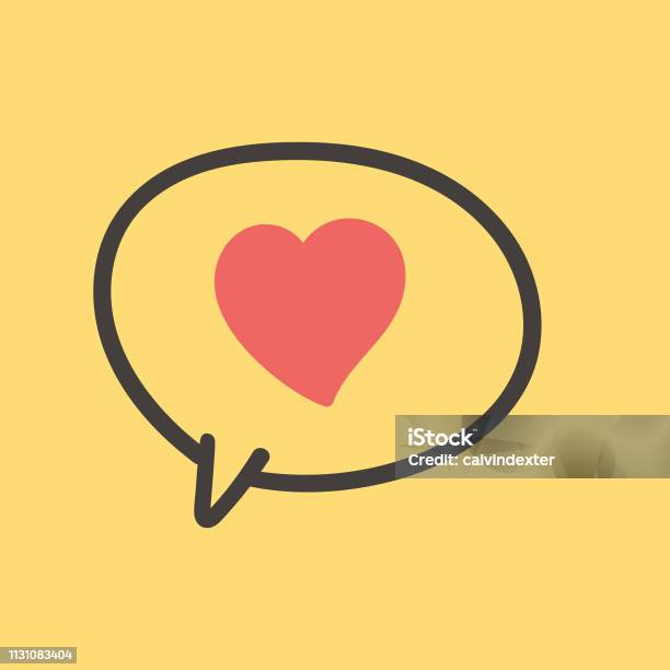 Emoticon On Pencil Drawing Speech Bubble Stock Illustration - Download Image Now - Heart Shape, Speech Bubble, Anthropomorphic Smiley Face