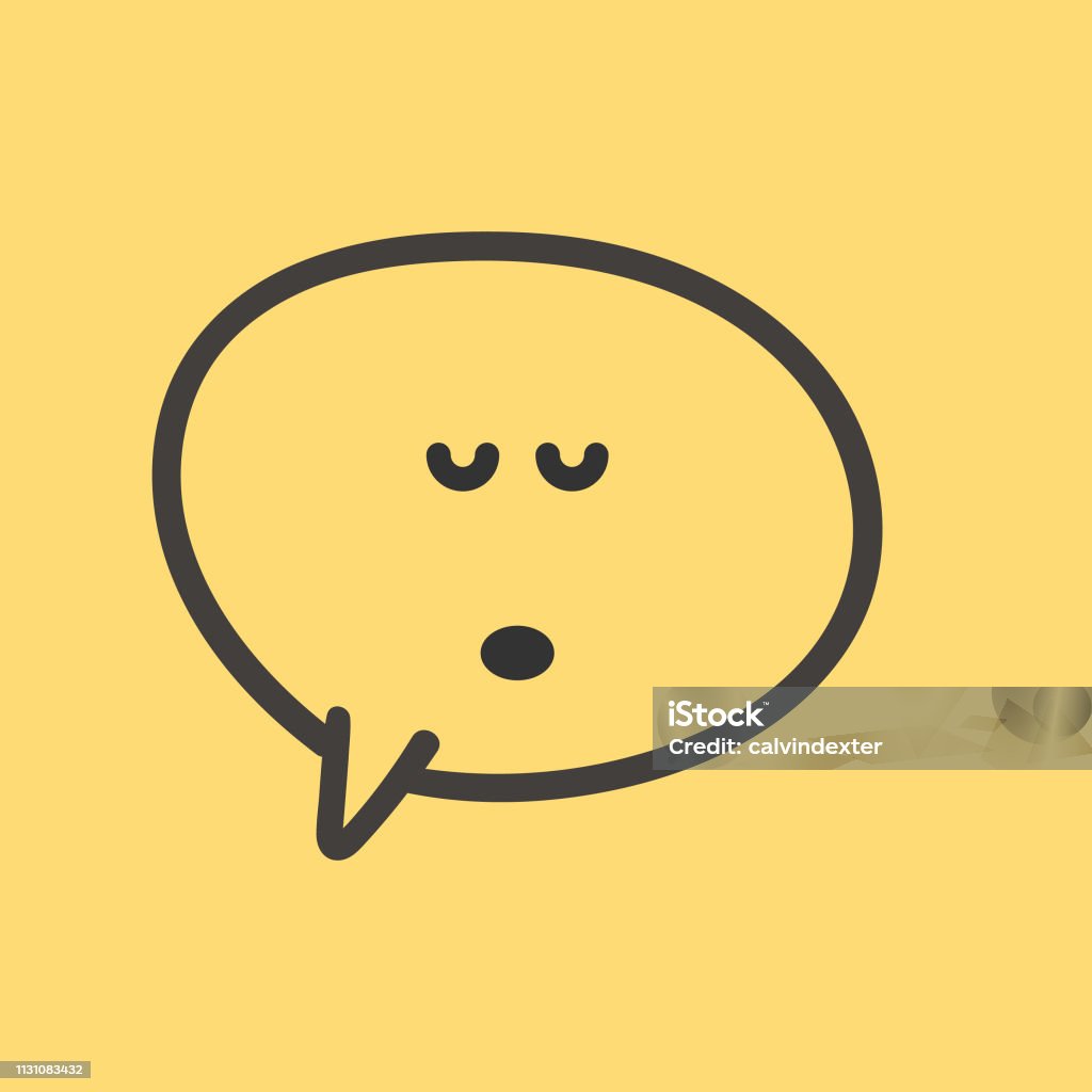 Emoticon on pencil drawing speech bubble Vector illustration of a cute emoticon on a hand drawn speech bubble with a yellow background resembling paper. Anthropomorphic Smiley Face stock vector