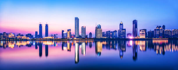 istock Modern City Night Scene Panorama, Hunan, Changsha 1131089102
