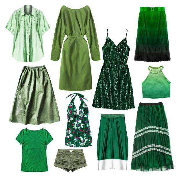 Green clothes isolated stock photo
