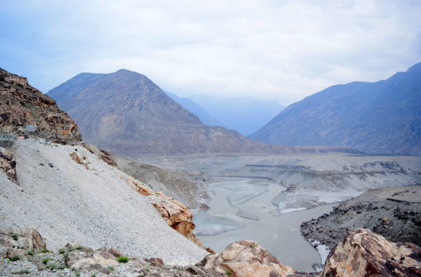 istock Magnificent mountain landscape and river ground view from the top. 1131090480