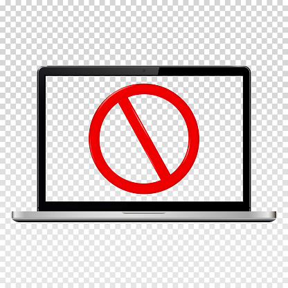 Stop Sign Computer Protection Stop Sign On Laptop Transparent Screen Stock Illustration - Download ...