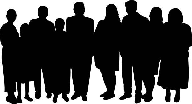 Big family portrait, silhouette vector Big family portrait, silhouette vector crowd of people silhouettes stock illustrations